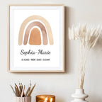 Geburtsposter - Regenbogen Natur/Beige