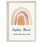 Geburtsposter - Regenbogen Natur/Beige