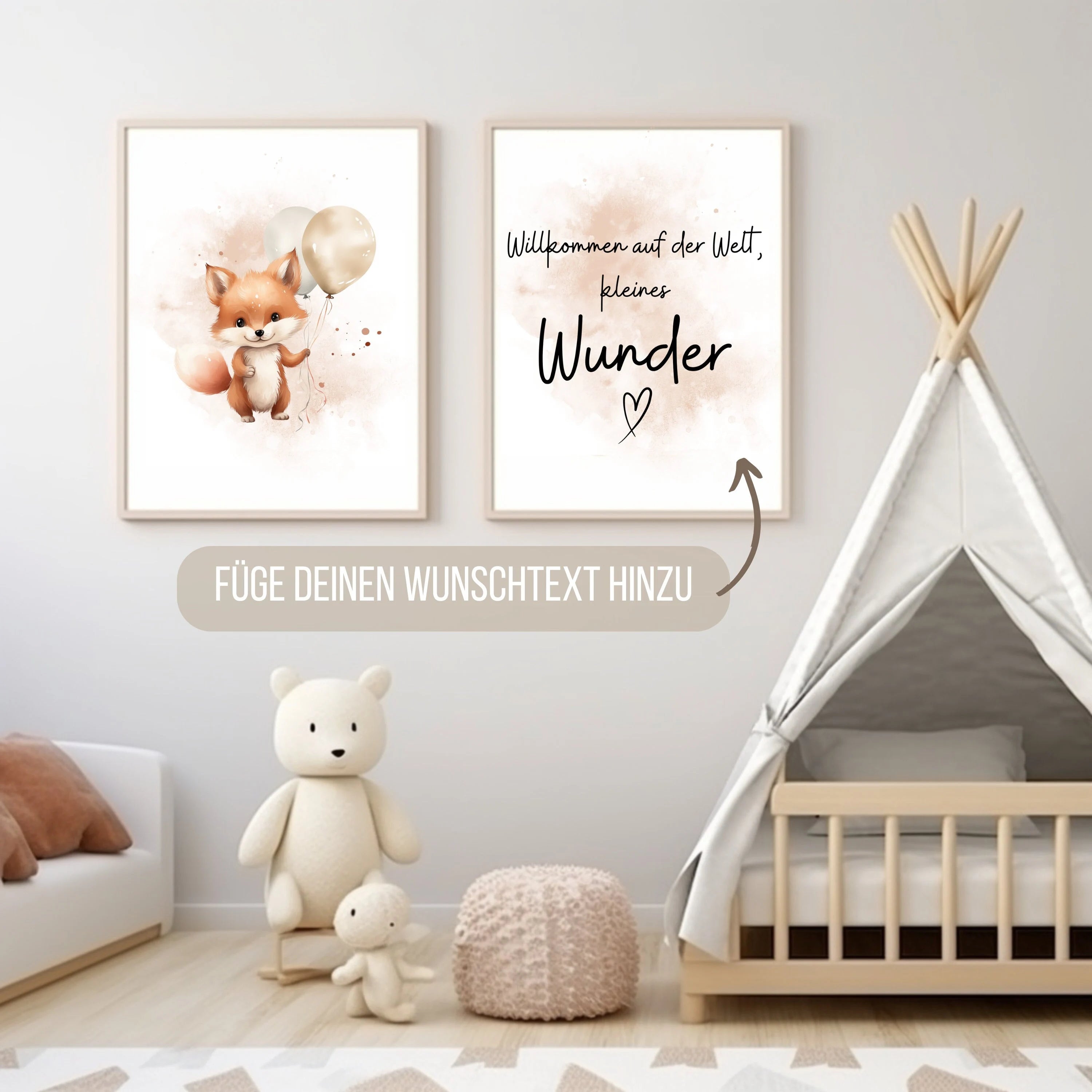 2er Set Geburtsposter - Kleines Wunder - Fuchs