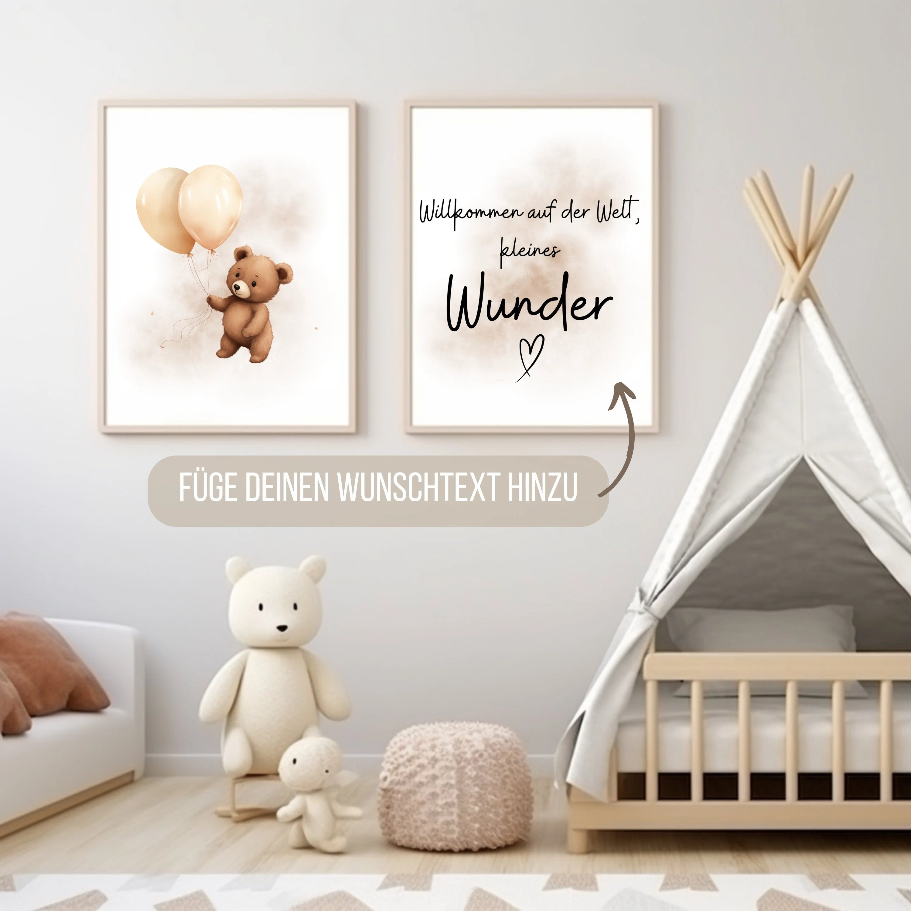 2er Set Geburtsposter - Kleines Wunder - Bär
