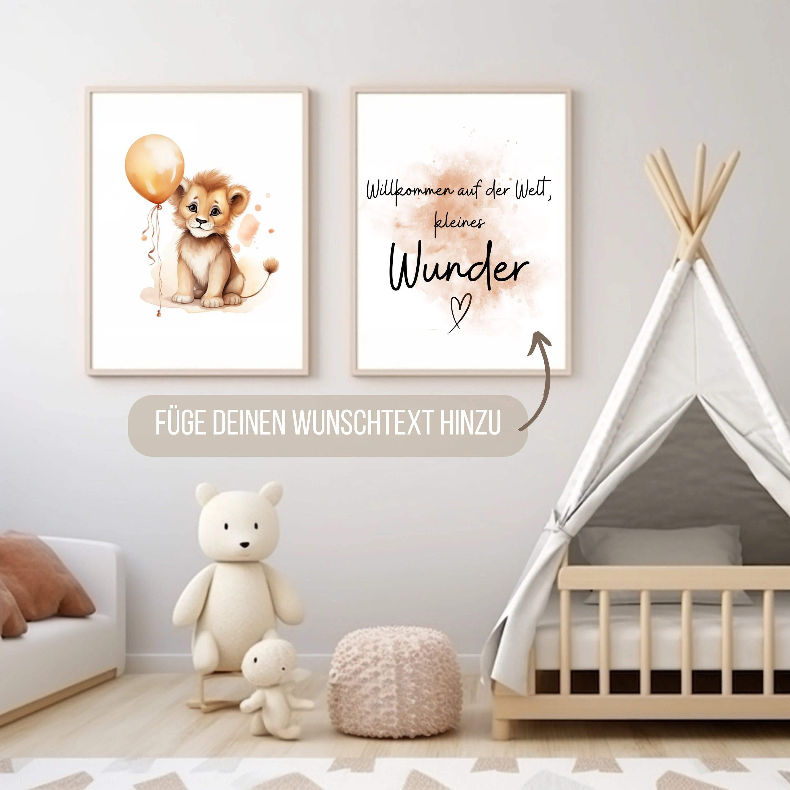 2er Set Geburtsposter - Kleines Wunder - Löwe