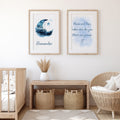 2er Set Geburtsposter - Mond Blau