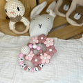 Greifling mit Blume, Namen personalisiert | Babyspielzeug | Geschenke zur Geburt Taufe oder Babyparty