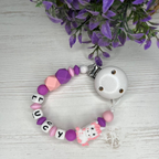 Schnullerkette mit Namen - Einhorn, Geschenk zur Geburt, Taufe oder Babyparty