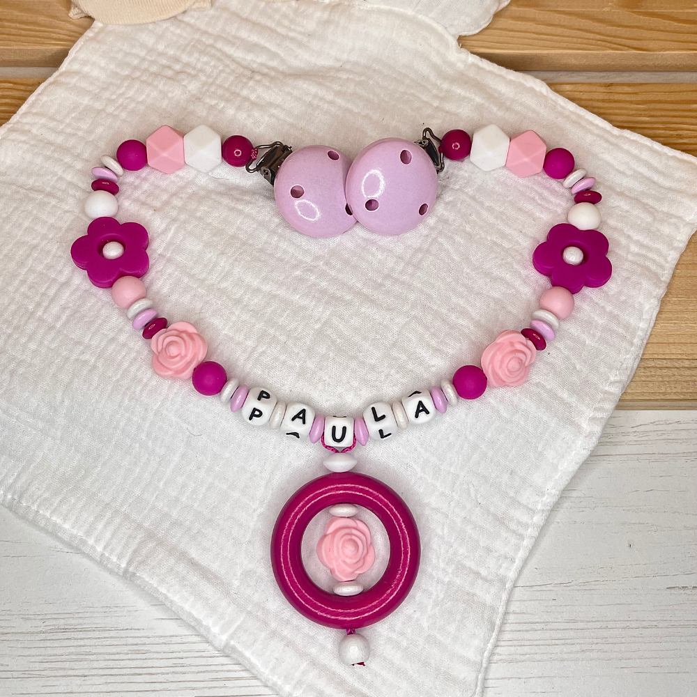 Schnullerkette & Greifling – Mädchen – Set oder einzeln - Babygeschenk