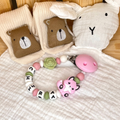 Schnullerkette mit Namen für Mädchen - Fuchs - grün rosa weiß