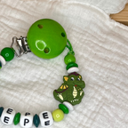 Personalisierte Schnullerkette mit Namen – Dino Design – Für Jungen