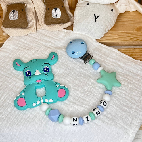 Personalisierte Spiel- & Beißkette mit Namen – Handgemacht