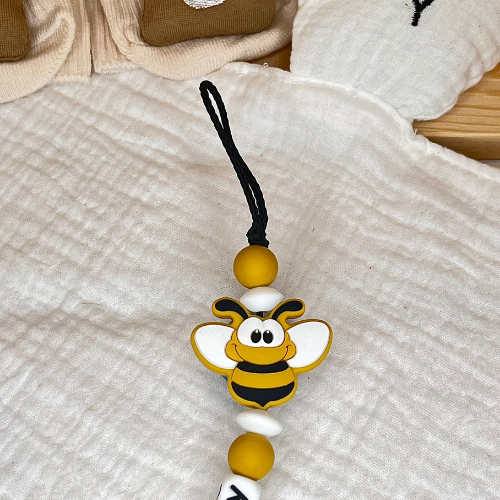 Schnullerkette mit Namen – Biene- Baby - Geschenk zur Geburt
