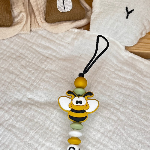 Schnullerkette mit Namen – Biene- Baby - Geschenk zur Geburt