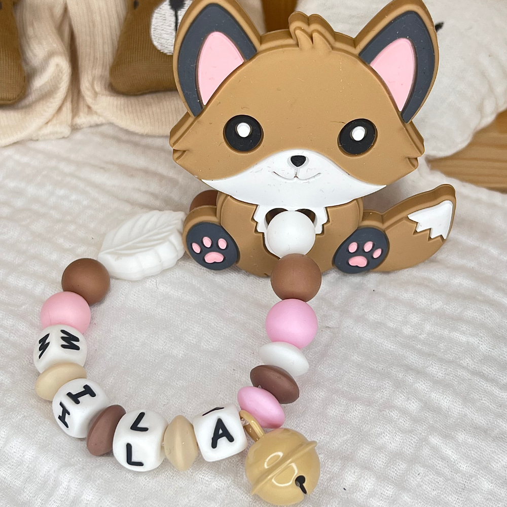 Baby Geschenk Mädchen – Schnullerkette & Greifling Fuchs