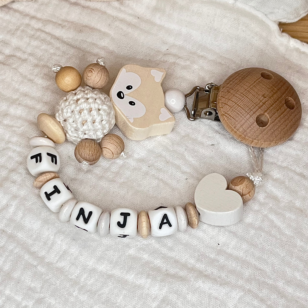 Baby Geschenk Mädchen – Schnullerkette & Greifling Fuchs Set