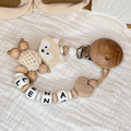 Schnullerkette mit Namen – Fuchs – für Mädchen - Geschenk zur Geburt