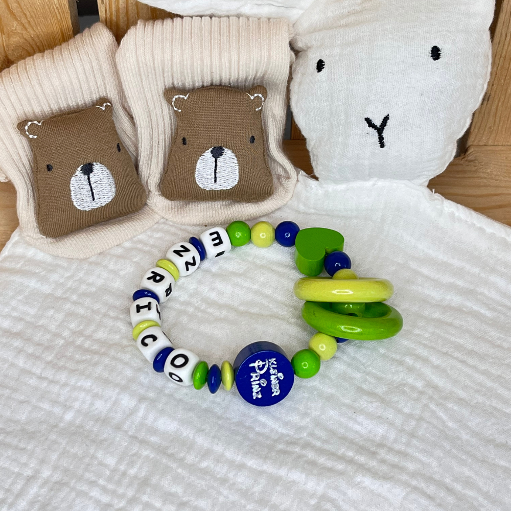Greifring „Kleiner Prinz“ mit Herz – Personalisiertes Babygeschenk für Jungen