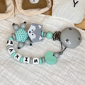 Schnullerkette mit Namen – Fuchs  – Personalisierbar für Baby - Geschenk