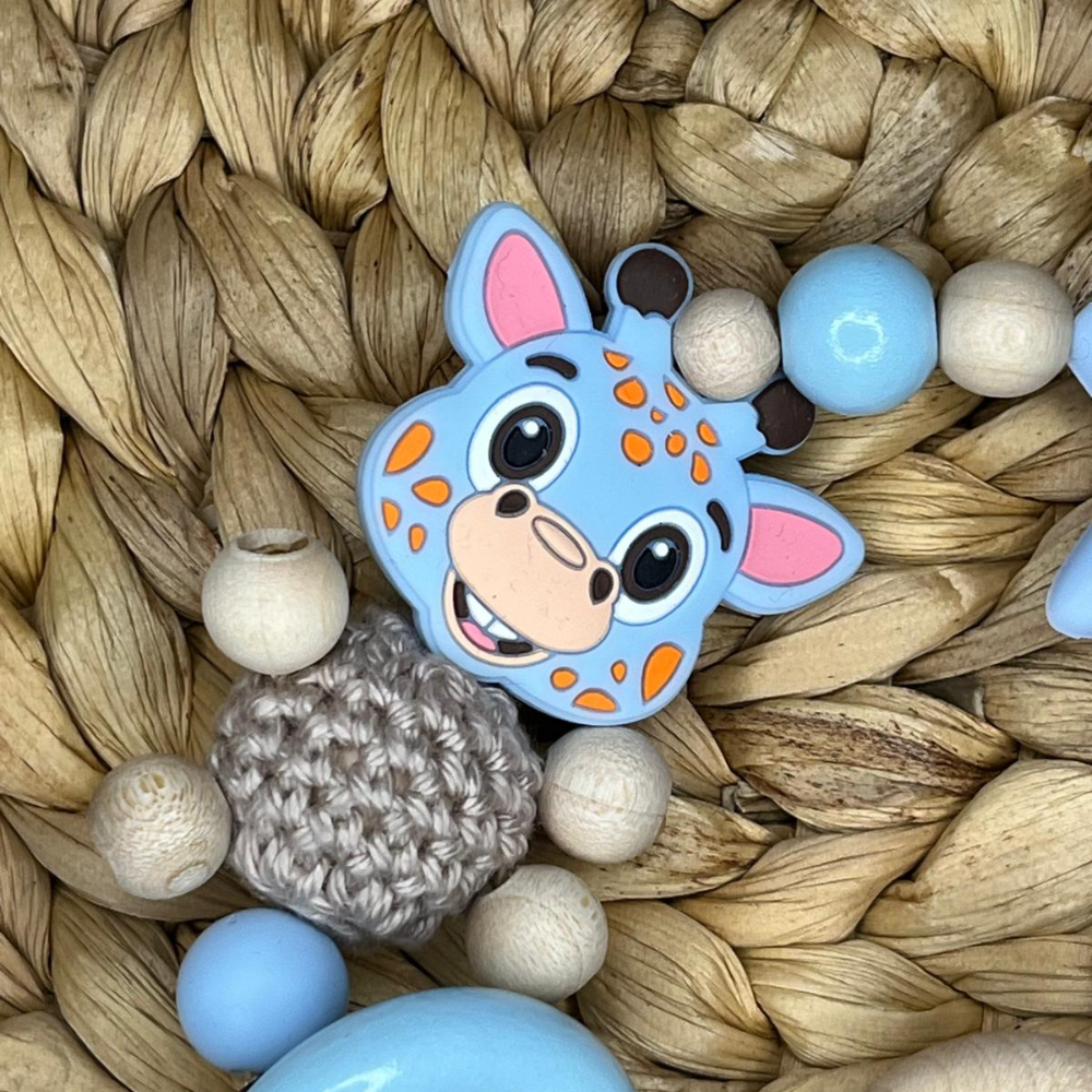 Beißring / Greifling personalisiert – Giraffe Design – Silikon & Holz – handmade