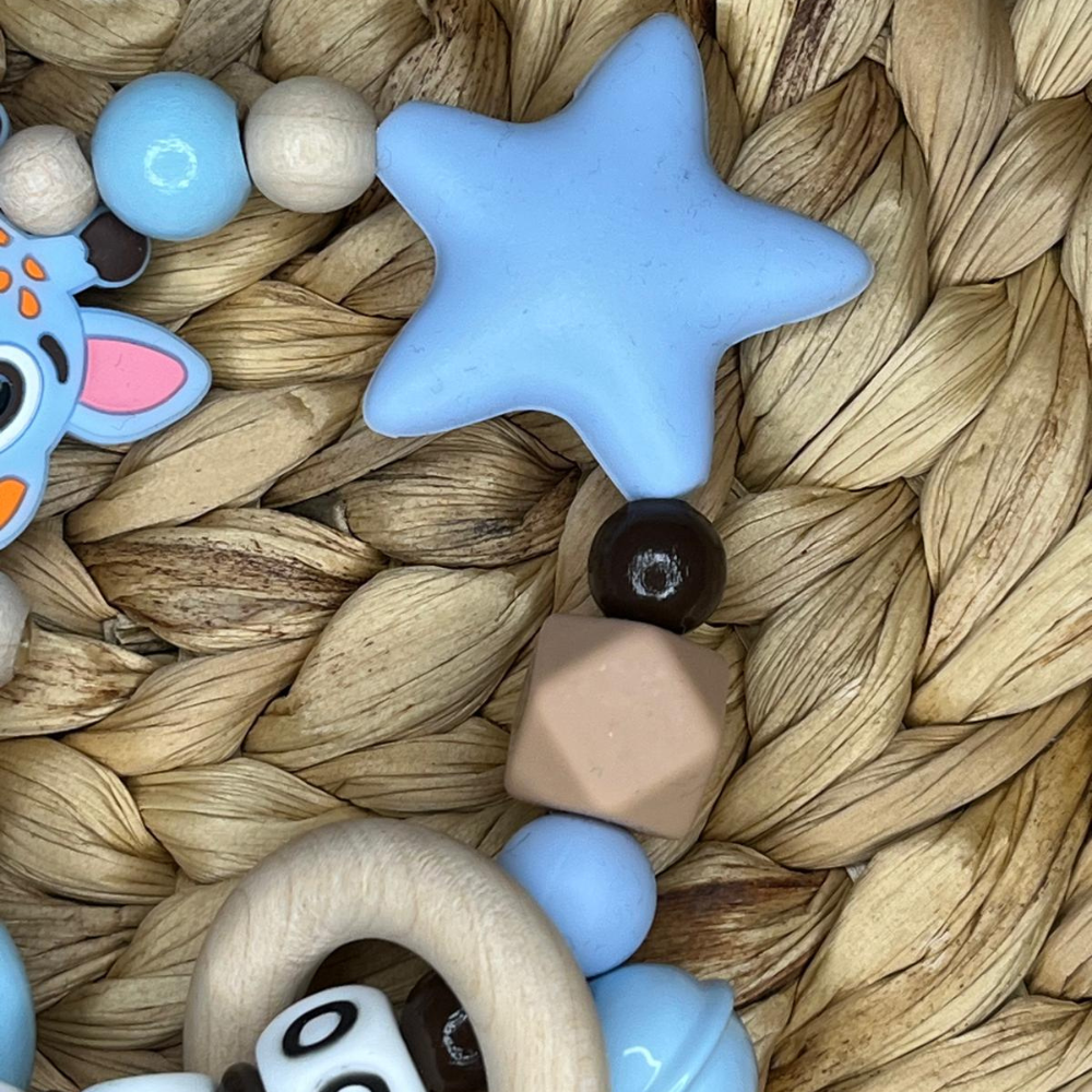Beißring / Greifling personalisiert – Giraffe Design – Silikon & Holz – handmade