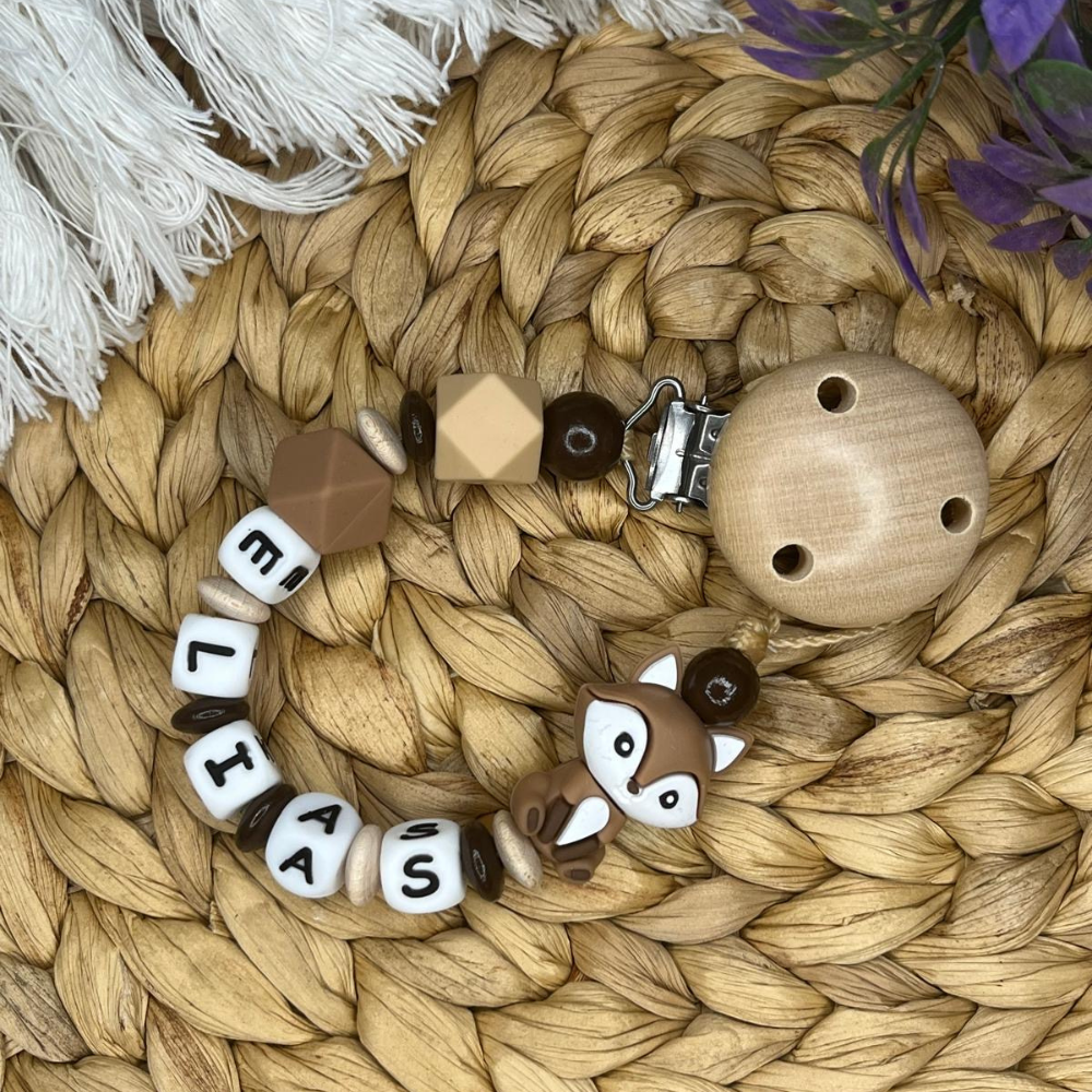 Personalisierte Schnullerkette für kleine Abenteurer - Fuchs