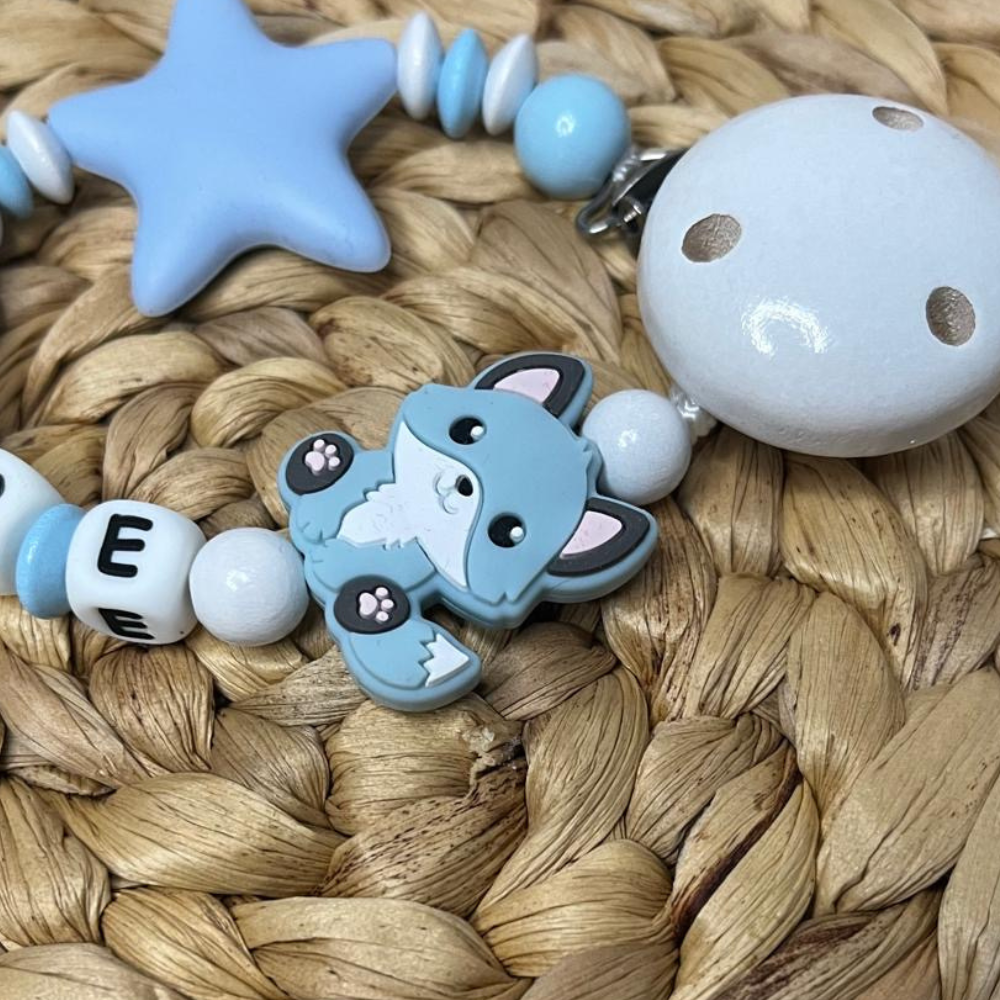 Baby Schnullerkette personalisiert mit Namen – Geschenk zur Taufe & Geburt