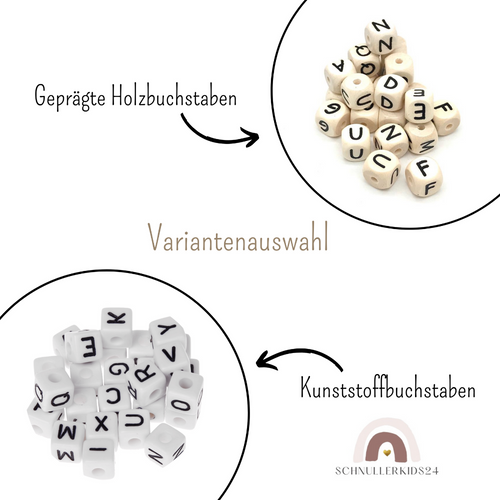 Schnullerkette mit Namen personalisiert in Blush und Peachy für Mädchen als Geschenk zur Geburt oder Taufe