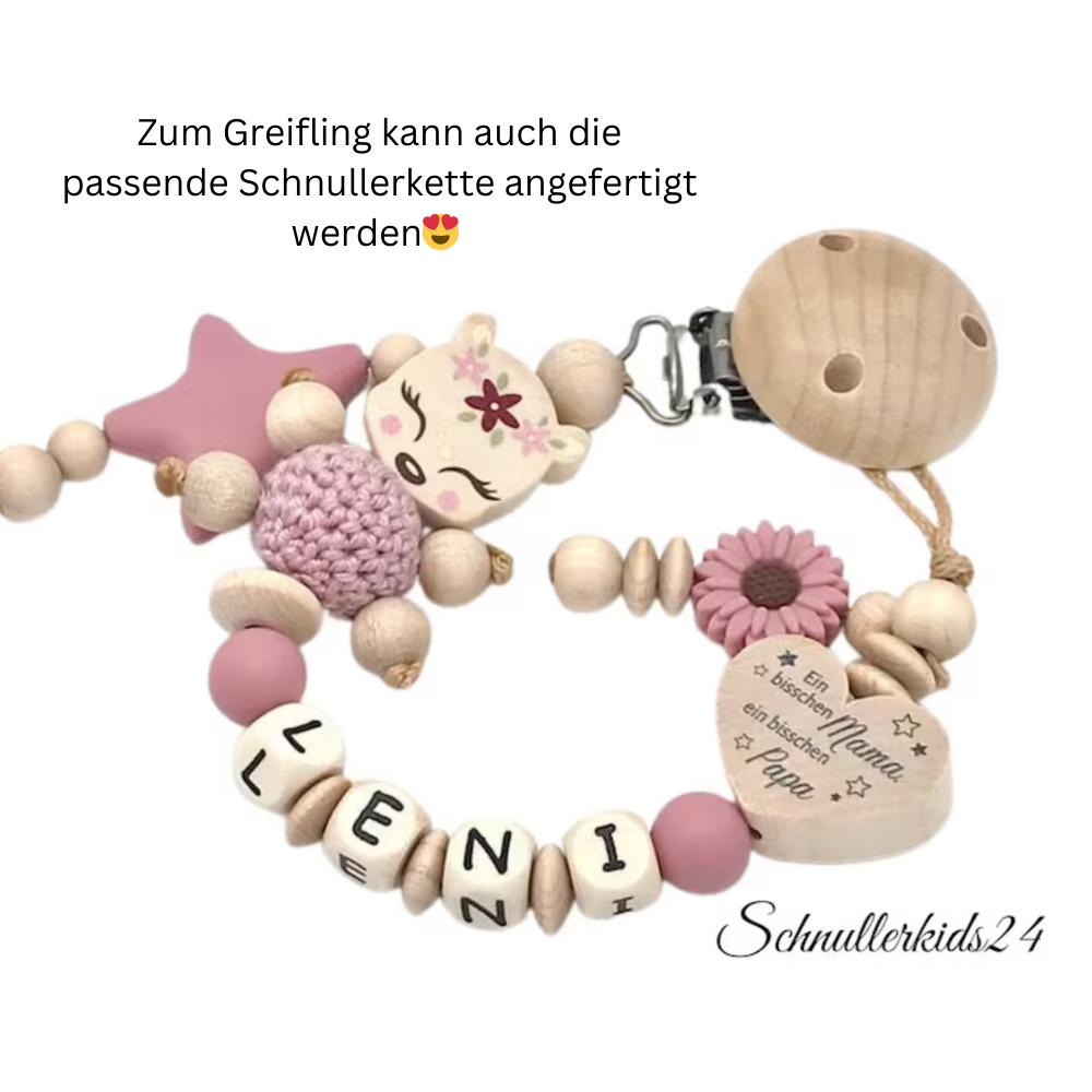 Greifling mit Namen personalisiert | Babyspielzeug | Geschenke zur Geburt Taufe oder Babyparty