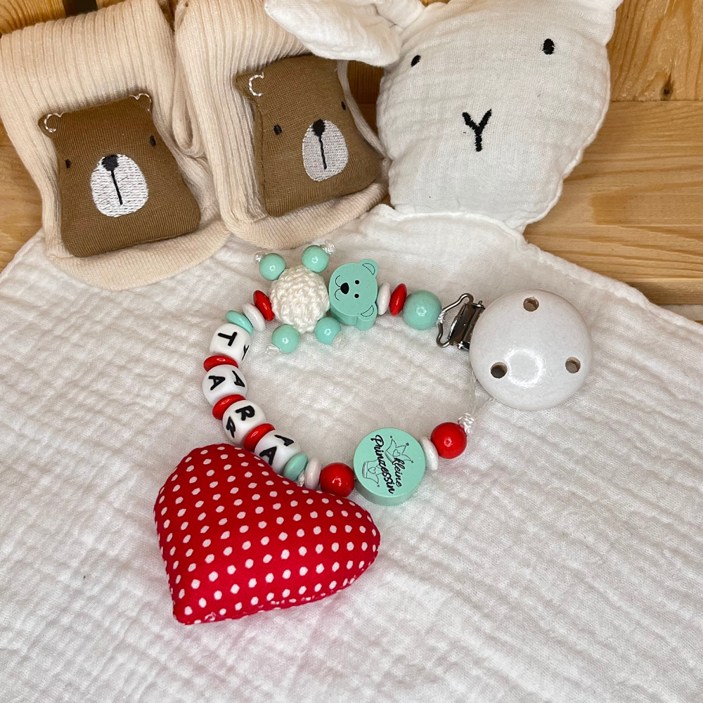 Schnullerkette mit Namen – Mädchen - Kleine Prinzessin  – Babygeschenk zur Geburt oder Taufe