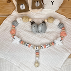 Personalisiertes Baby-Set mit Namen – Greifling, Schnullerkette & Kinderwagenkette