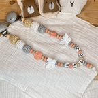 Personalisiertes Baby-Set mit Namen – Greifling, Schnullerkette & Kinderwagenkette
