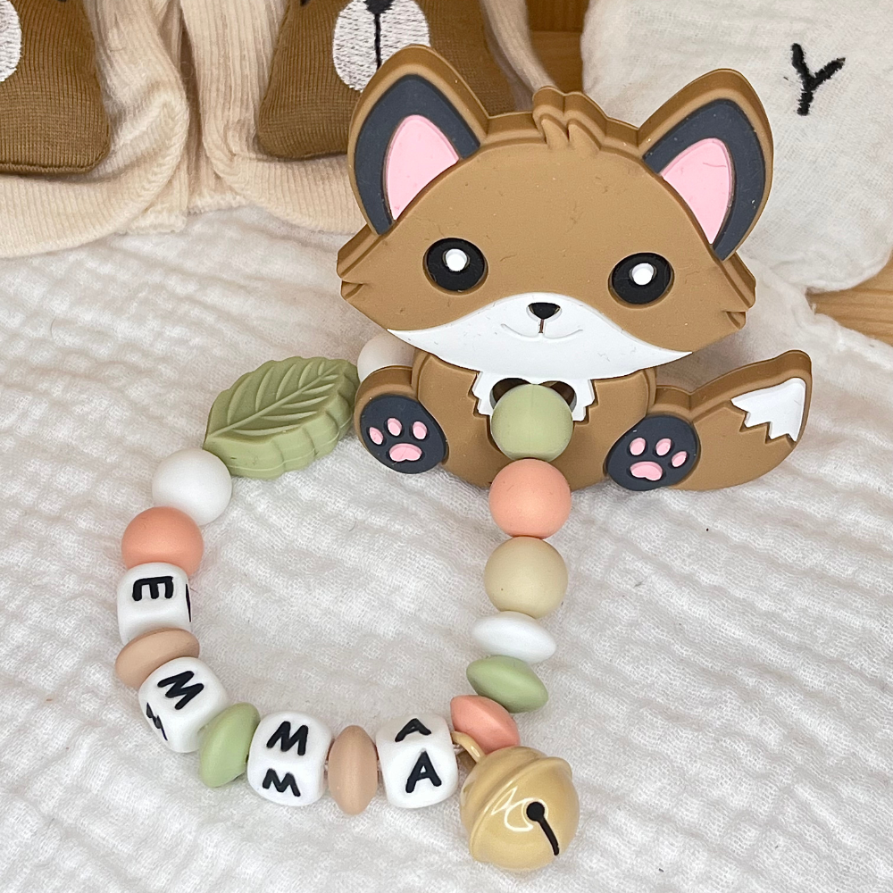 Baby Geschenk Mädchen – Schnullerkette & Greifling Fuchs
