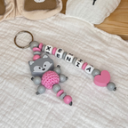 Schnullerkette mit Namen – Fuchs – für Mädchen - Geschenk zur Geburt