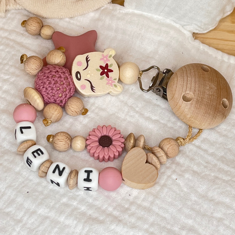 Schnullerkette & Greifling – Reh Mädchen – Set oder einzeln - Babygeschenk