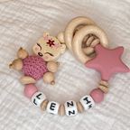 Schnullerkette & Greifling – Reh Mädchen – Set oder einzeln - Babygeschenk
