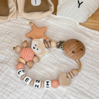Schnullerkette mit Namen – Fuchs – für Mädchen - Geschenk zur Geburt,Taufe