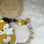 Personalisierte Beißkette mit Namen – Spielkette & Beißanhänger Fuchs  für Babys