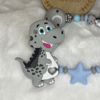 Personalisierte Beißkette mit Namen – Spielkette & Beißanhänger Dino  für Babys