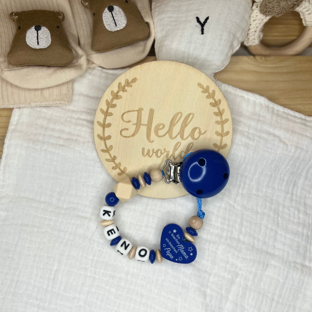 Schnullerkette mit Namen für Jungen - Blau
