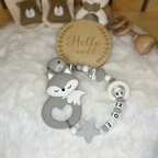 Personalisierte Beißkette mit Namen – Spielkette & Beißanhänger Fuchs  für Babys
