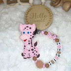 Personalisierte Beißkette mit Namen – Spielkette & Beißanhänger Giraffe für Babys