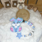 Personalisierte Beißkette mit Namen – Spielkette & Beißanhänger Hase für Babys