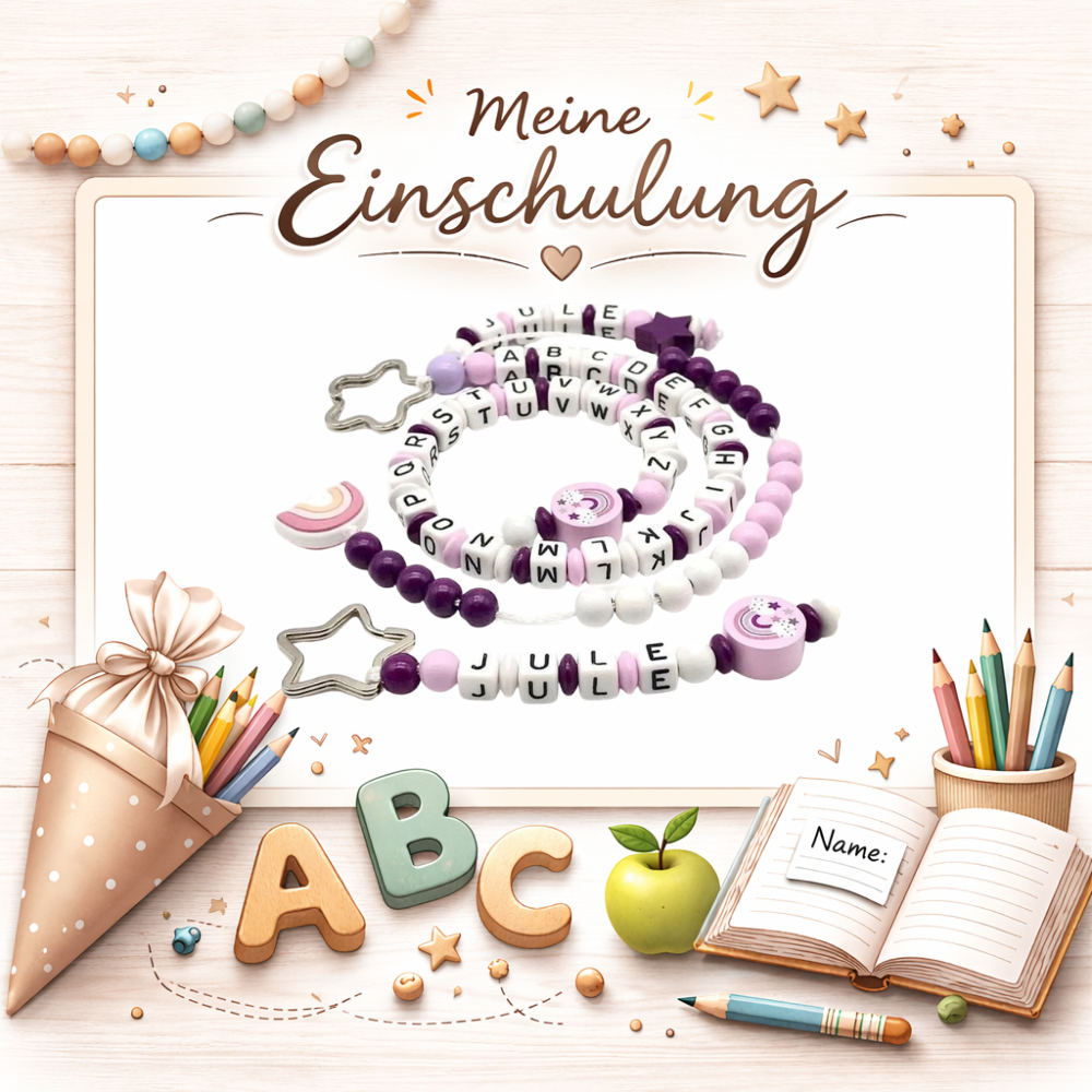 Rechenkette mit Namen personalisiert ABC Zählkette Mädchen Regenbogen