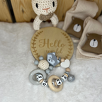 3.tlg Set Schnullerkette Greifling & Kinderwagenkette mit Namen Fuchs