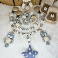 3.tlg Set Schnullerkette Greifling & Kinderwagenkette mit Namen Fuchs