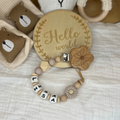 Schnullerkette für Mädchen - Blume - personalisiert - Babygeschenk
