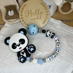 Personalisierte Beißkette mit Namen – Spielkette & Beißanhänger Panda für Babys