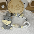 Personalisierte Beißkette mit Namen – Spielkette & Beißanhänger Nilpferd  für Babys