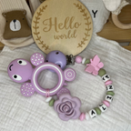 Personalisierte Beißkette mit Namen – Spielkette & Beißanhänger Schildkröte  für Babys
