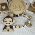 Personalisierte Beißkette mit Namen – Spielkette & Beißanhänger Affe  für Babys