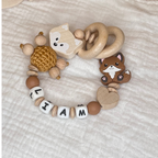 Personalisierte Schnullerkette – Fuchs & Herz, Babygeschenk für Jungen & Mädchen