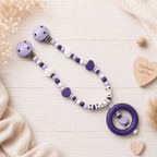 3er Set mit Namen Herz | Schnullerkette, Greifring & Kinderwagenkette