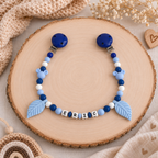 3er Set mit Namen Maus | Schnullerkette, Greifring & Kinderwagenkette
